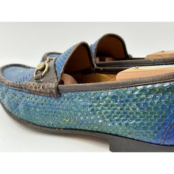 Gucci horsebit Green & Blue Phyton Leather Size 44.5 - Picture 8 of 12
